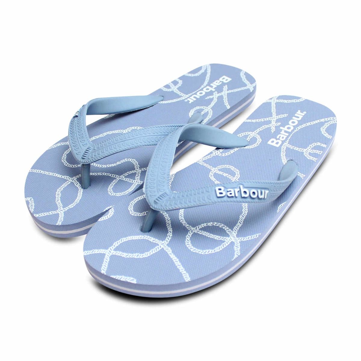 Pale blue flip store flops