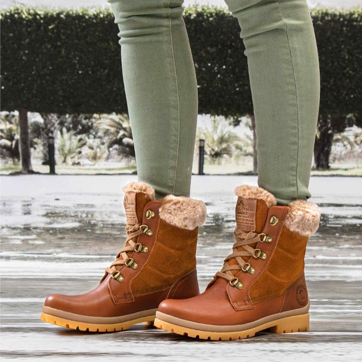 Womens Tuscani B1 Tan Leather Panama Jack Fur Boots