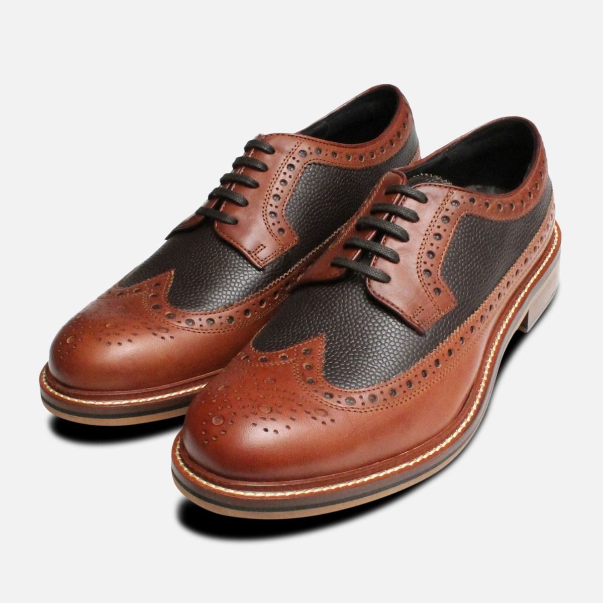 Tan Wingtip Two Tone Brogues by Thomas Partridge