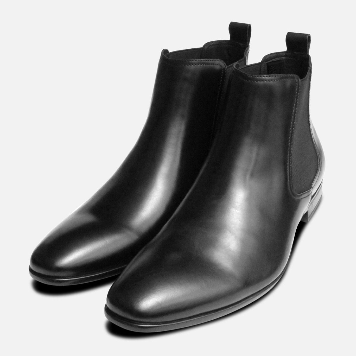 Formal Black John White Chelsea Boot with Rubber Sole