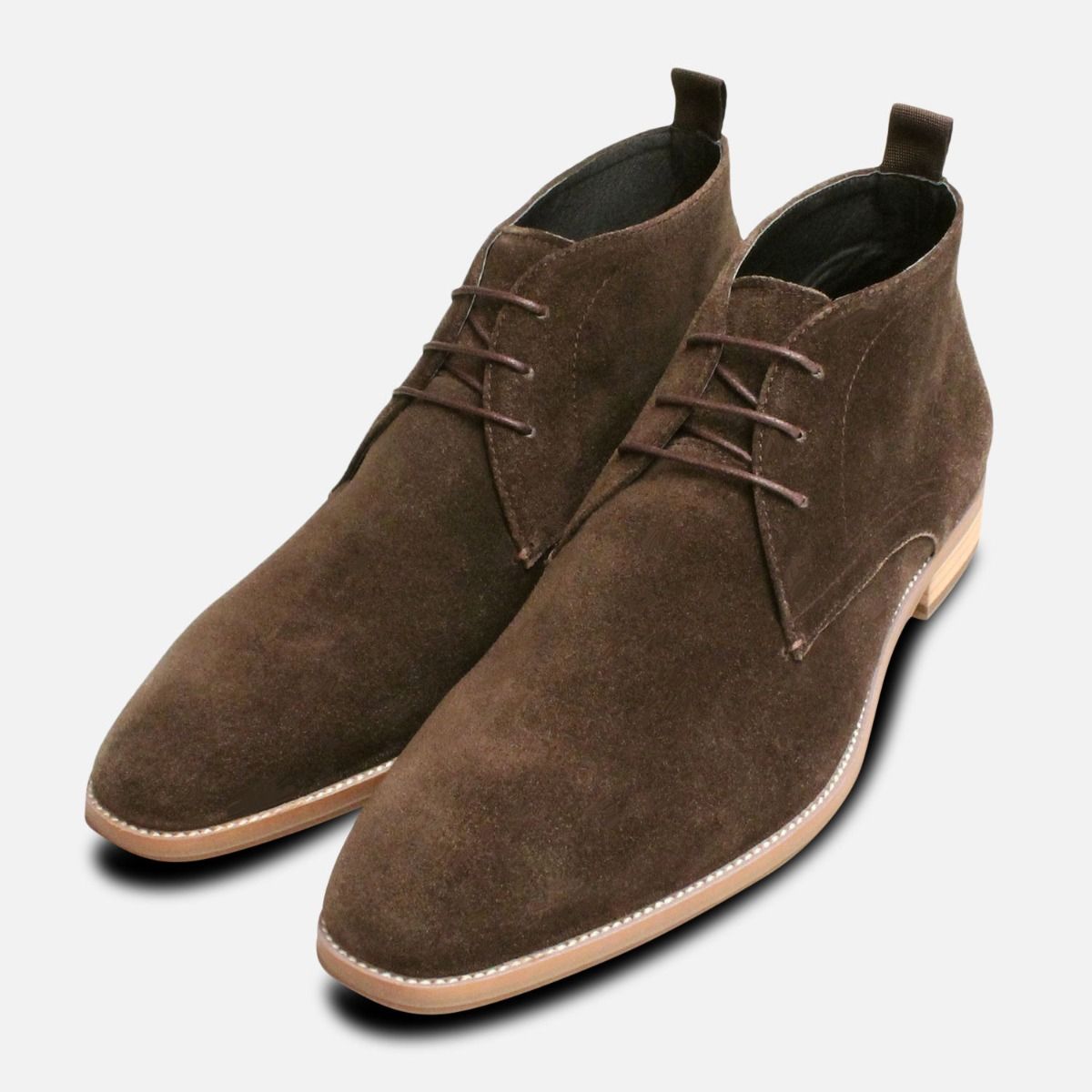 Brown Suede Chisel Toe Chukka Boots by John White