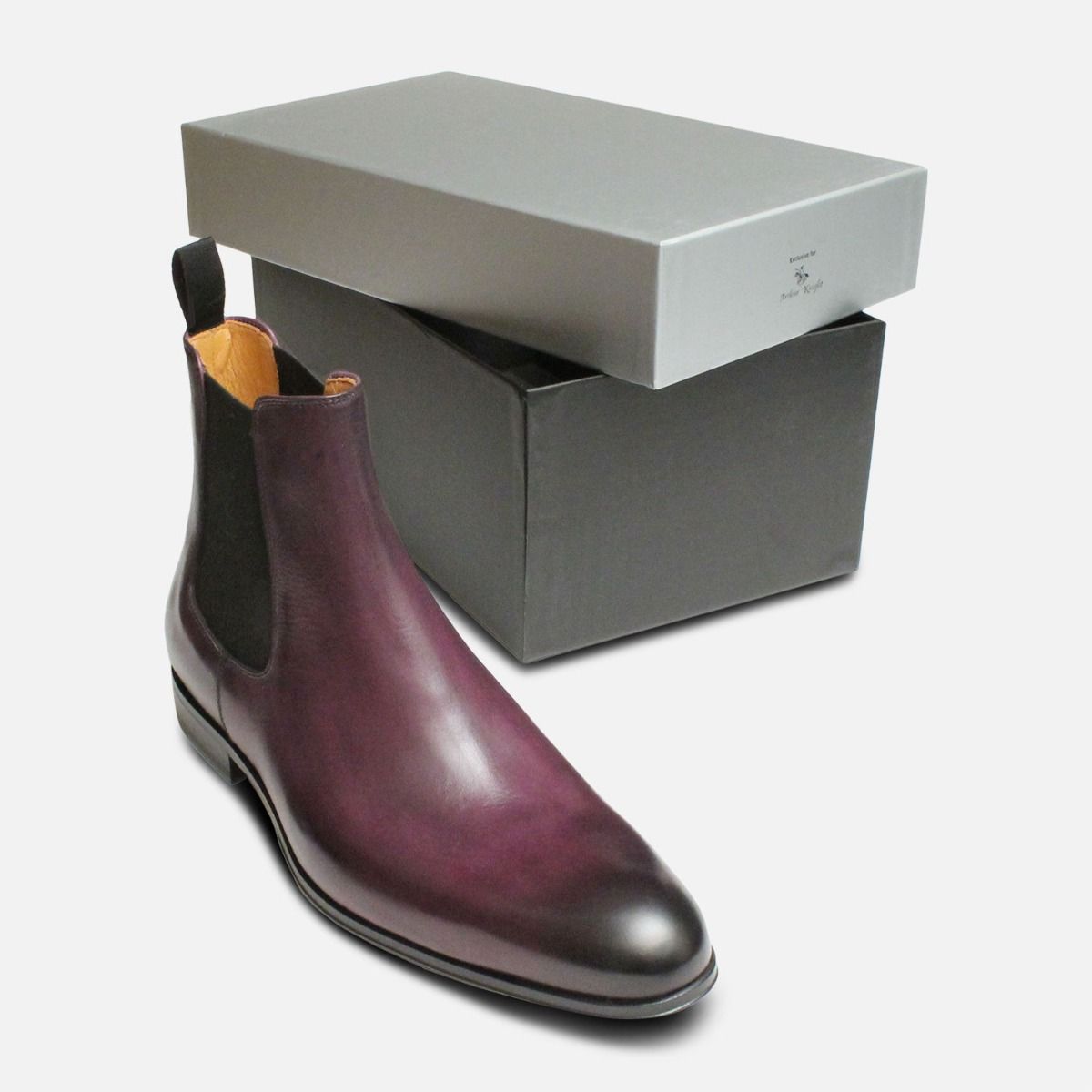 Purple Aubergine Chelsea Boots for Men