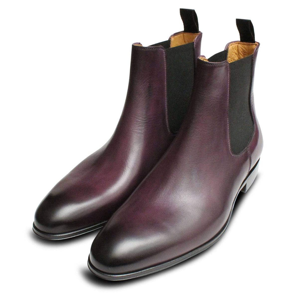 Purple Aubergine Chelsea Boots for Men