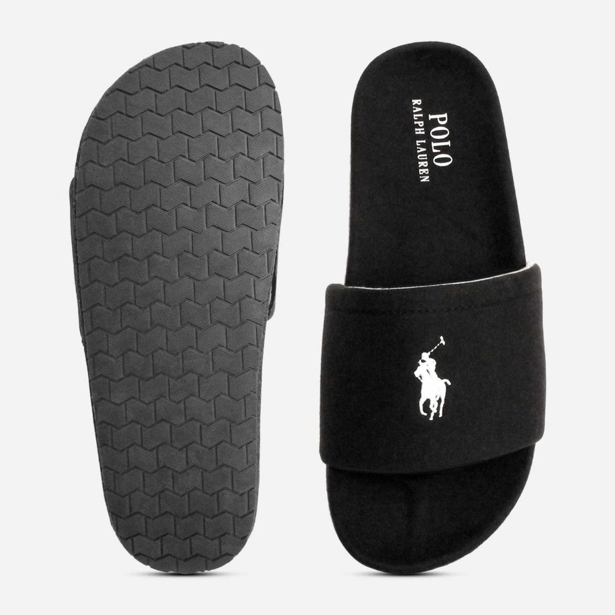 Ralph Lauren Premium Mens Slider Slippers in Black