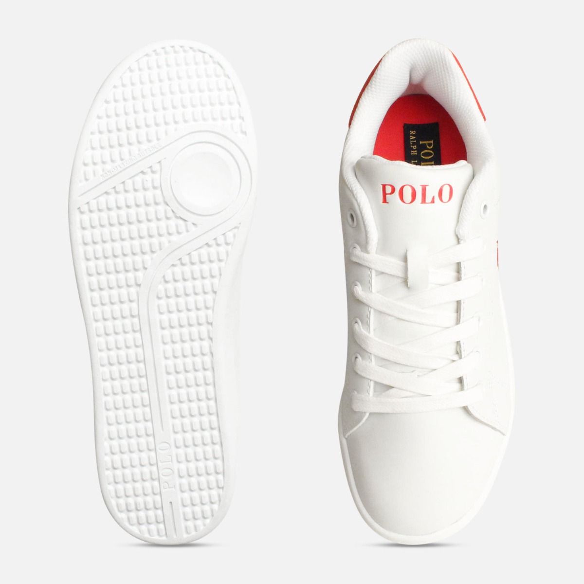 Ralph Lauren Polo Childrens White & Red Quilton Shoes