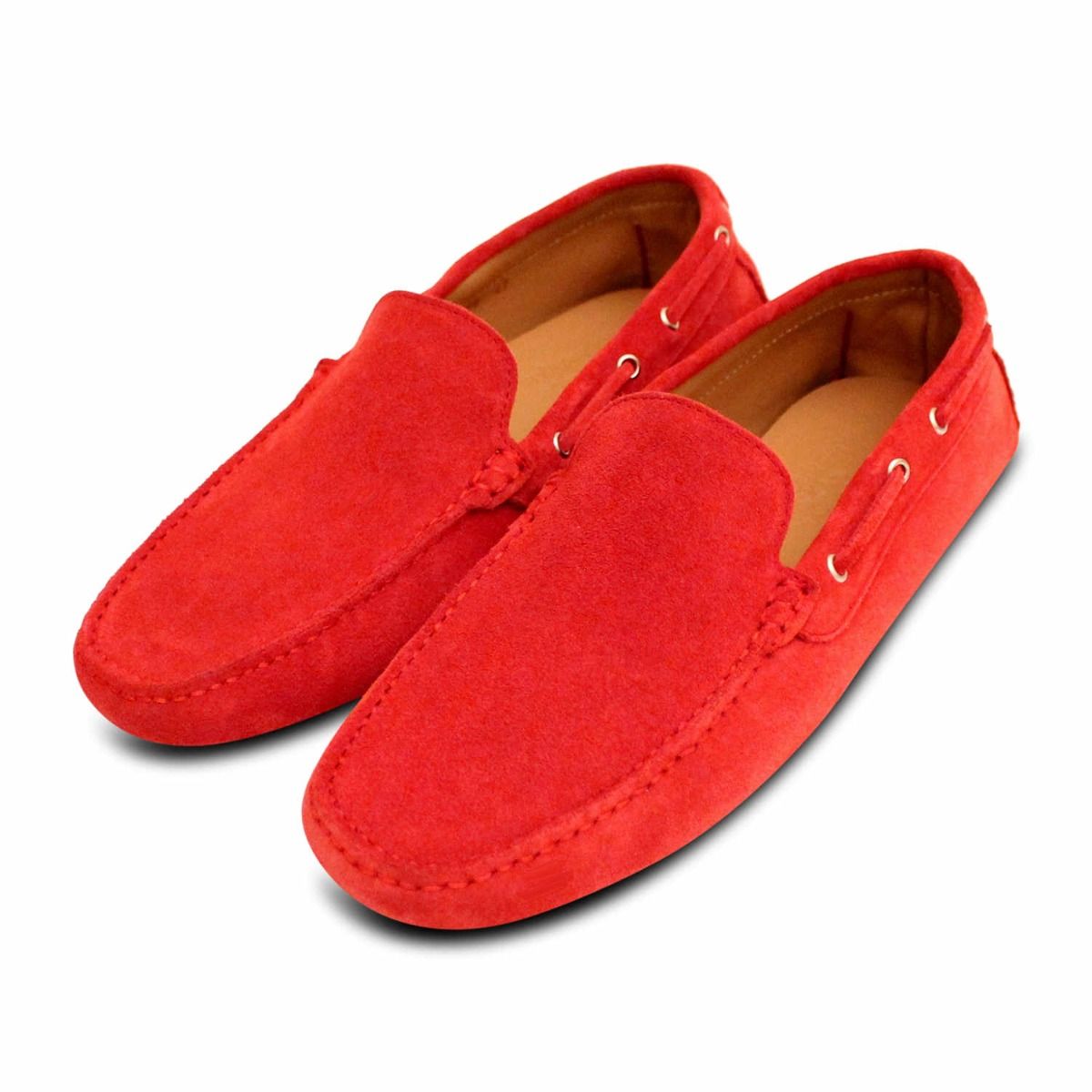 Red patent leather driving shoes mens moccasin – Vercini