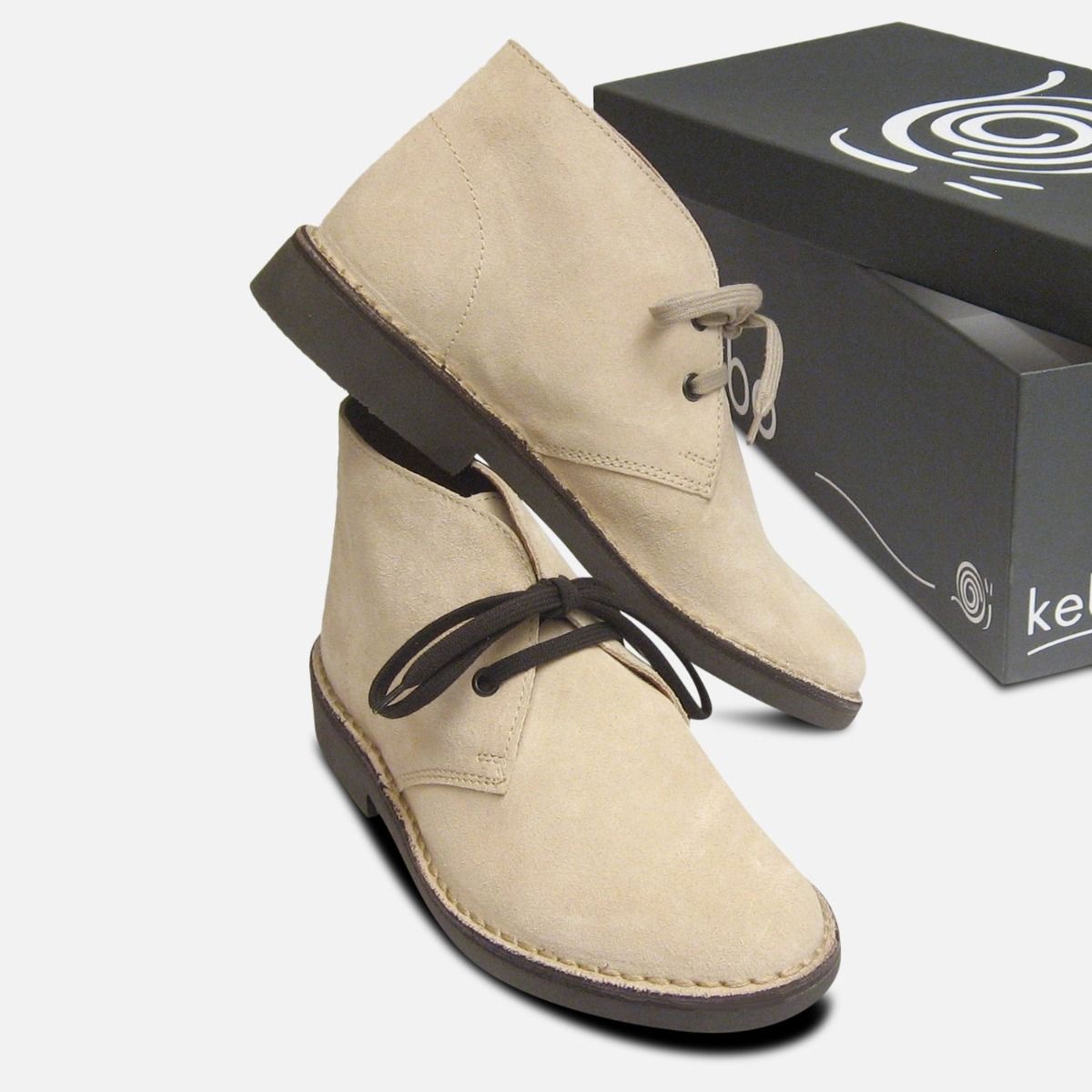 Papirus Beige Suede Italian Ladies Desert Boots