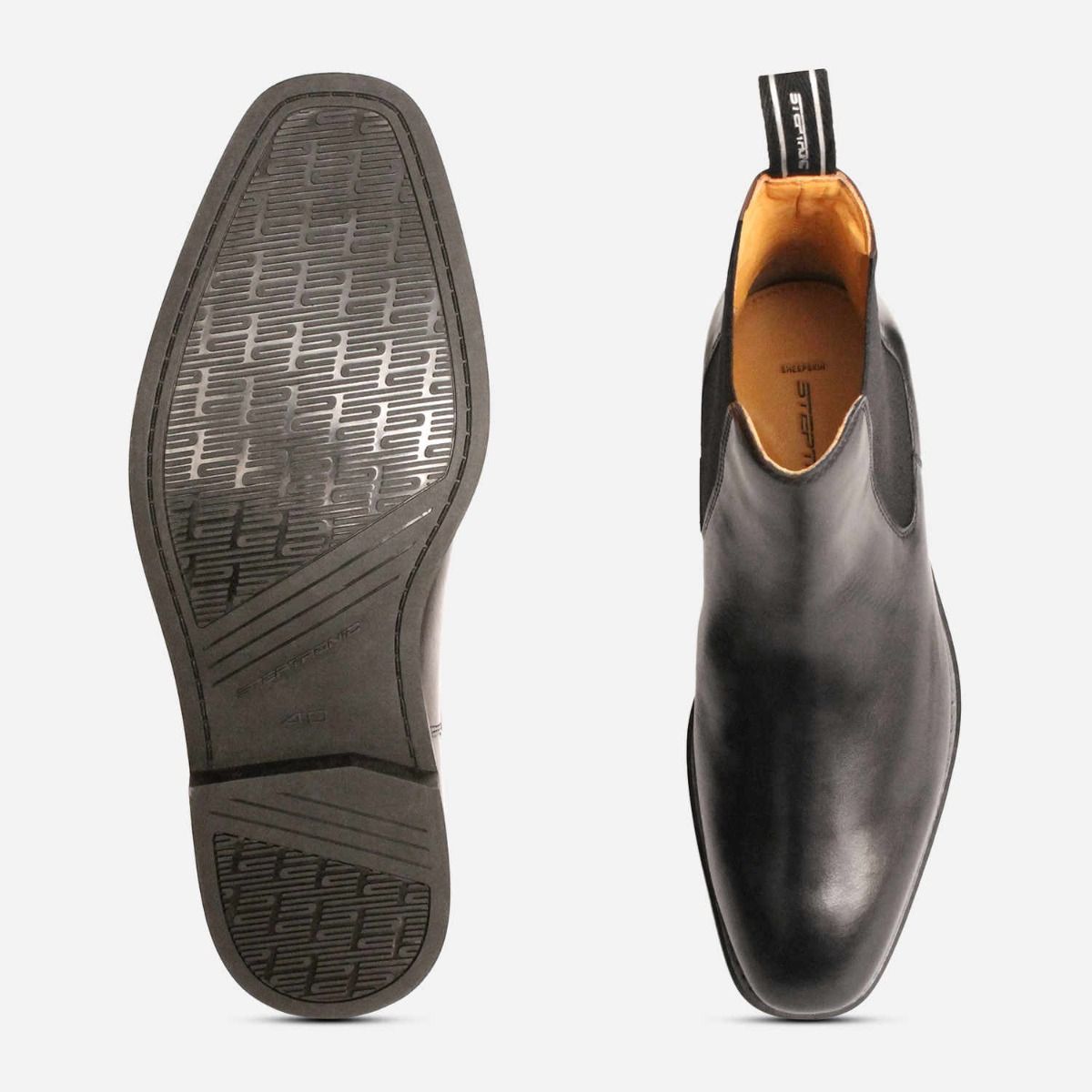 Mens square toe cheap chelsea boots black
