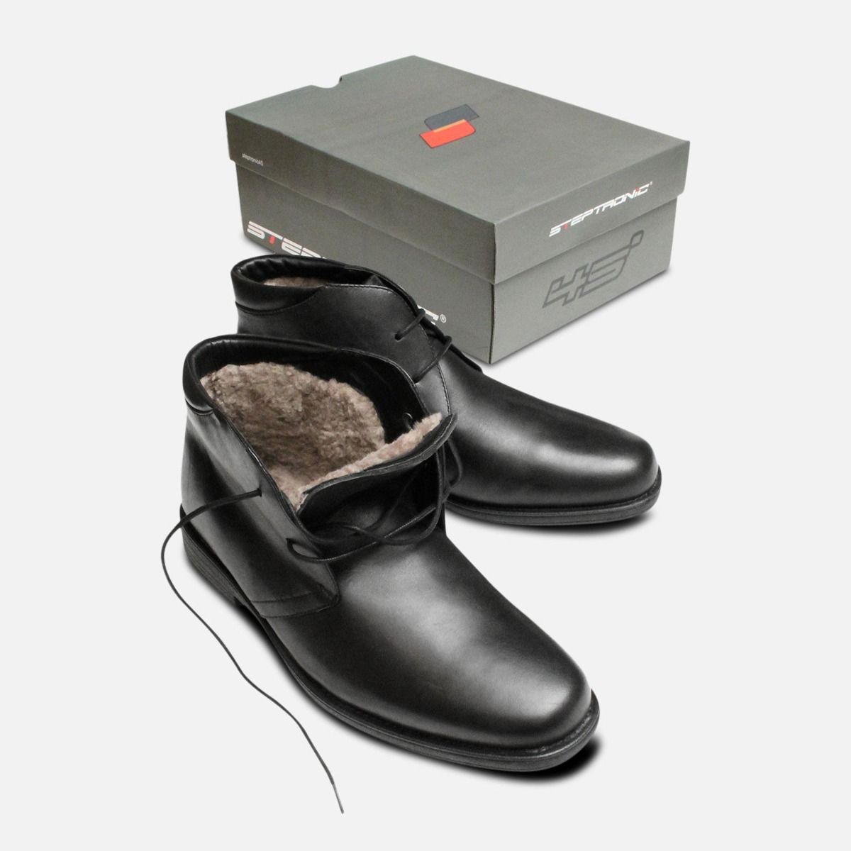 Warm Fur Lined Black Steptronic Chukka Boots