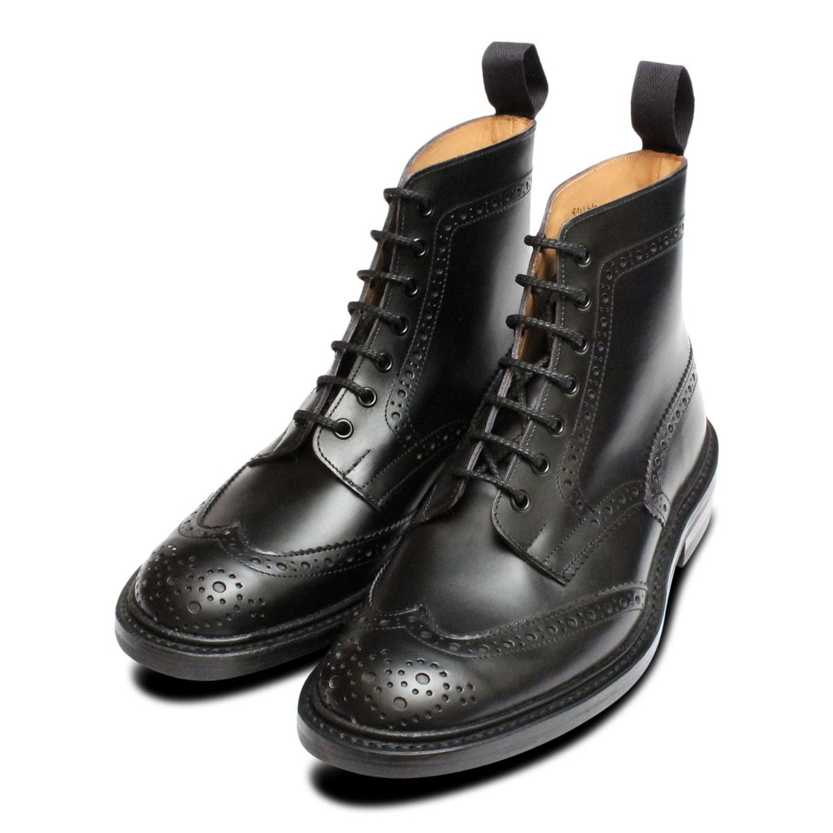 Trickers Stow Black Dainite Brogue Boots
