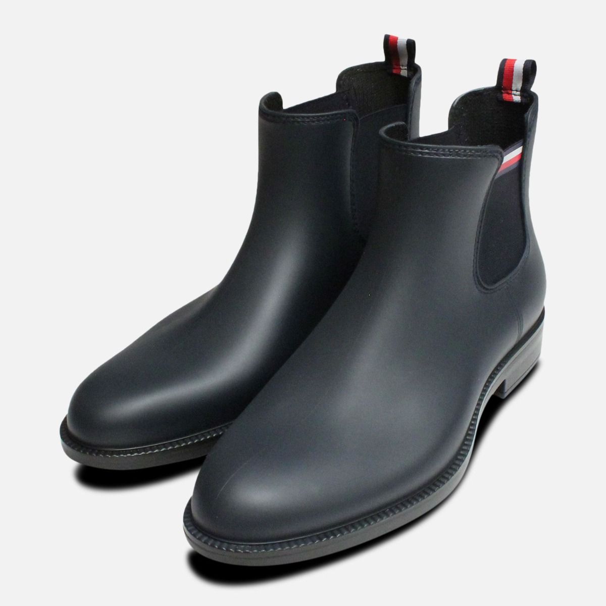 Navy Blue Tommy Hilfiger Stream Rubber Chelsea Welly 
