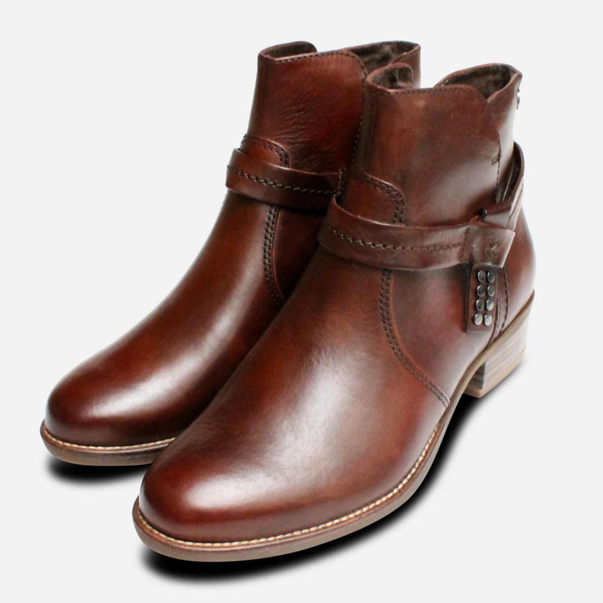kern neutrale rand Nut Brown Tamaris Ankle Zip Boots for Ladies