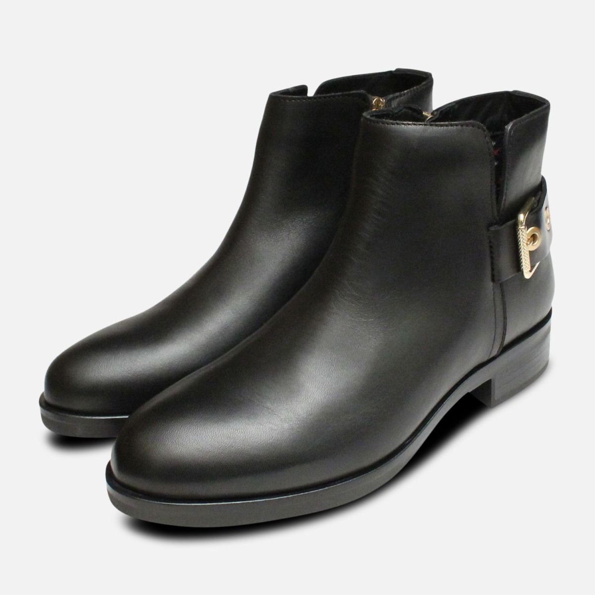 Tessa Buckle Ankle Boots in Black by Tommy Hilfiger