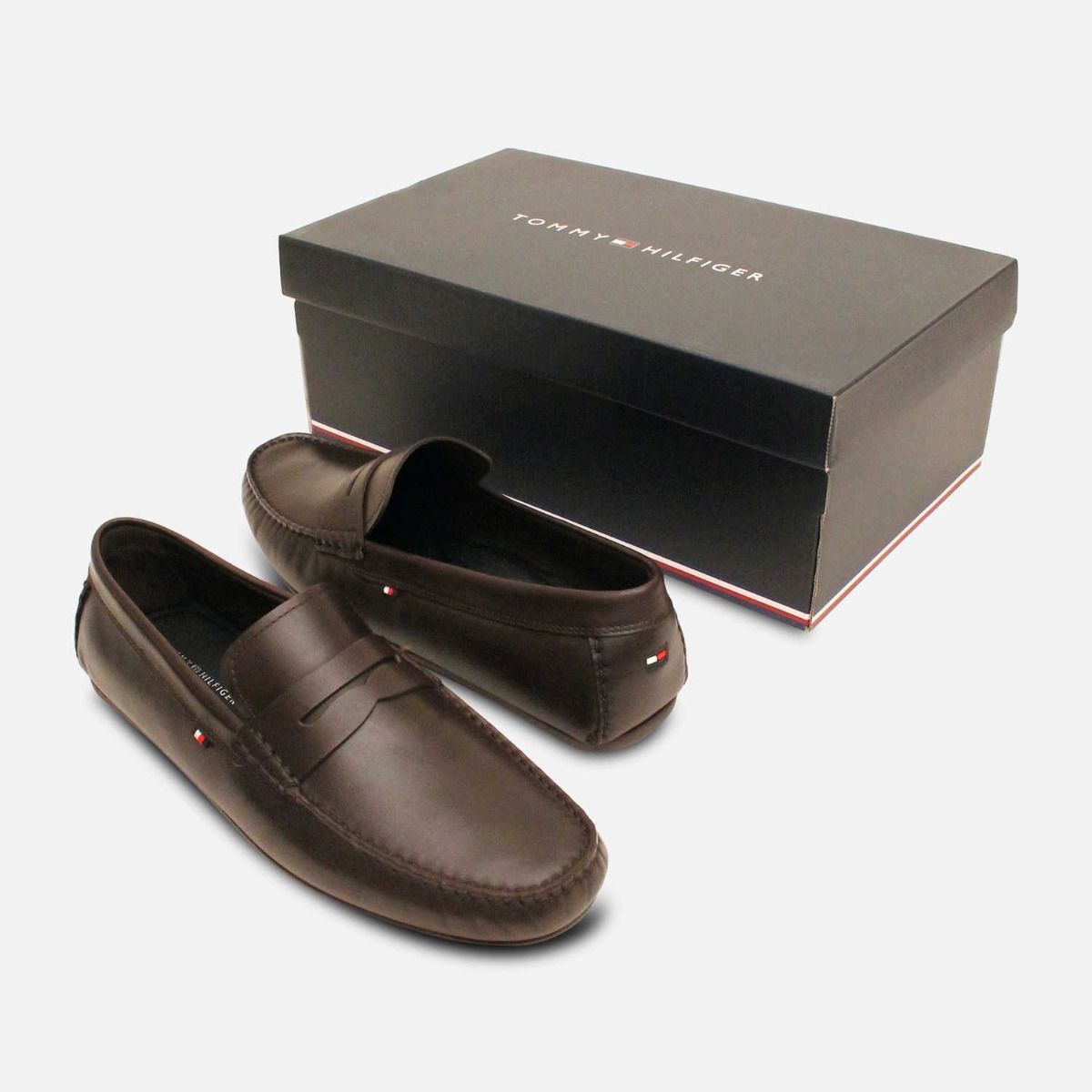 Tommy Hilfiger Dark Brown Mens Penny Loafer Shoes