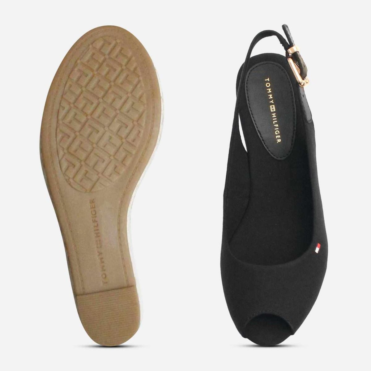 Hilfiger Black Designer Wedge Sandals