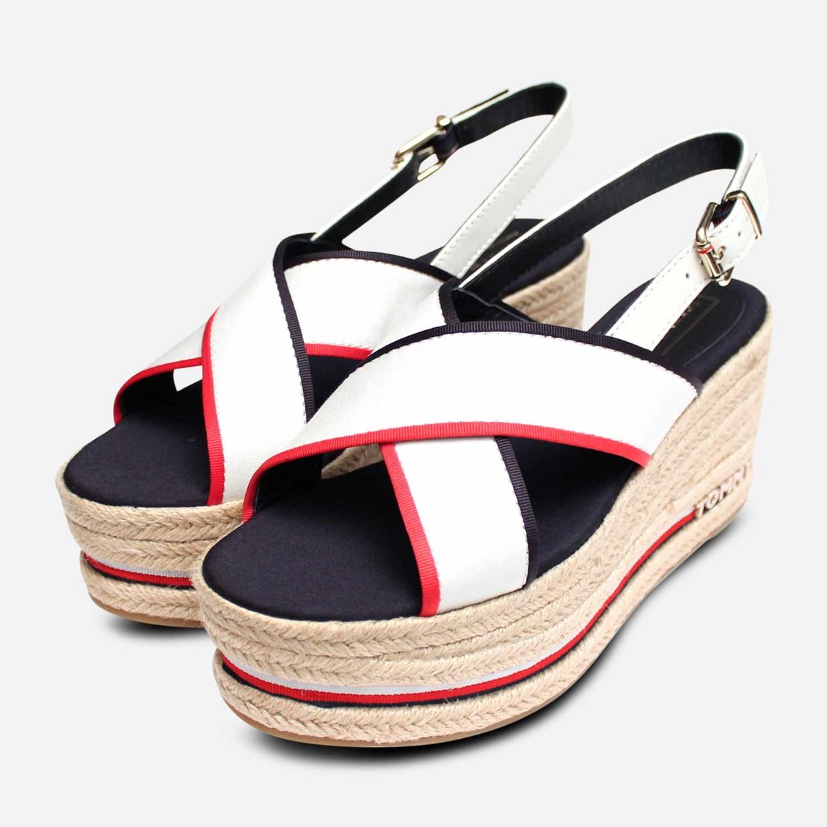 Sudan Oversætte Fabel Tommy Hilfiger Designer Flatform Sandals in Red White & Blue
