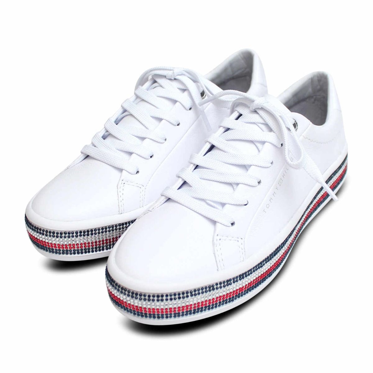 ético Declaración cesar Tommy Hilfiger Jeweled Sparkle Sneakers in White Leather