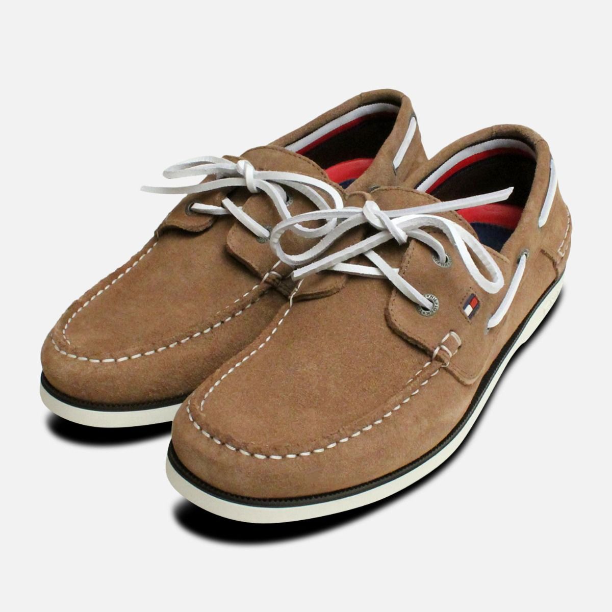 Tommy Hilfiger Knot Taupe Suede Mens Deck Shoes