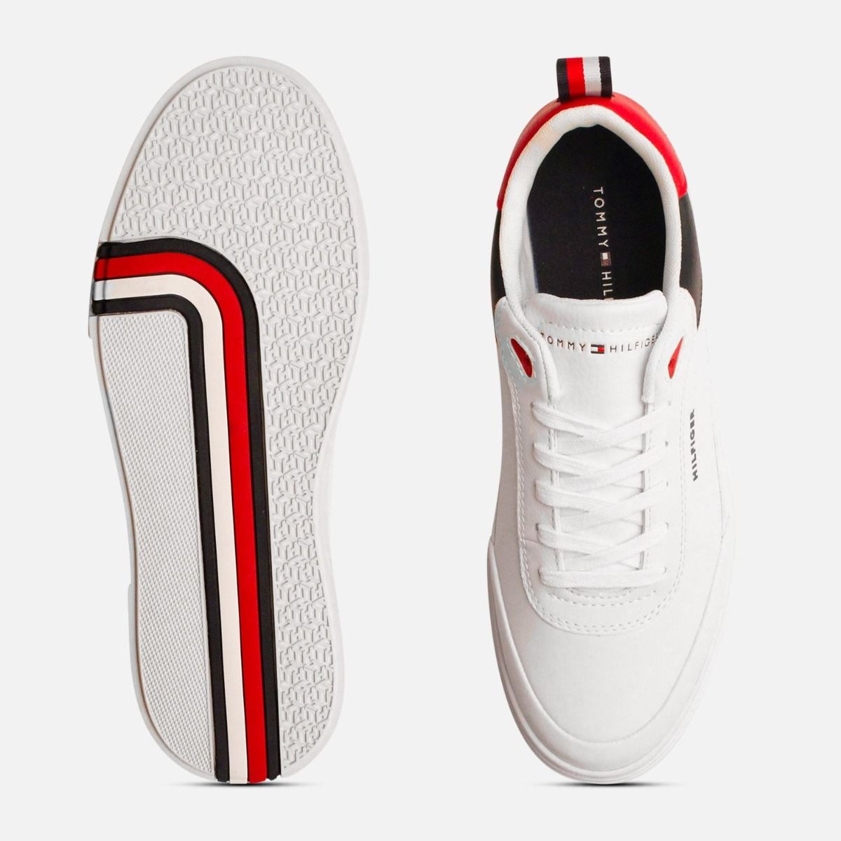 Tommy Hilfiger White Leather Cupsole Shoes