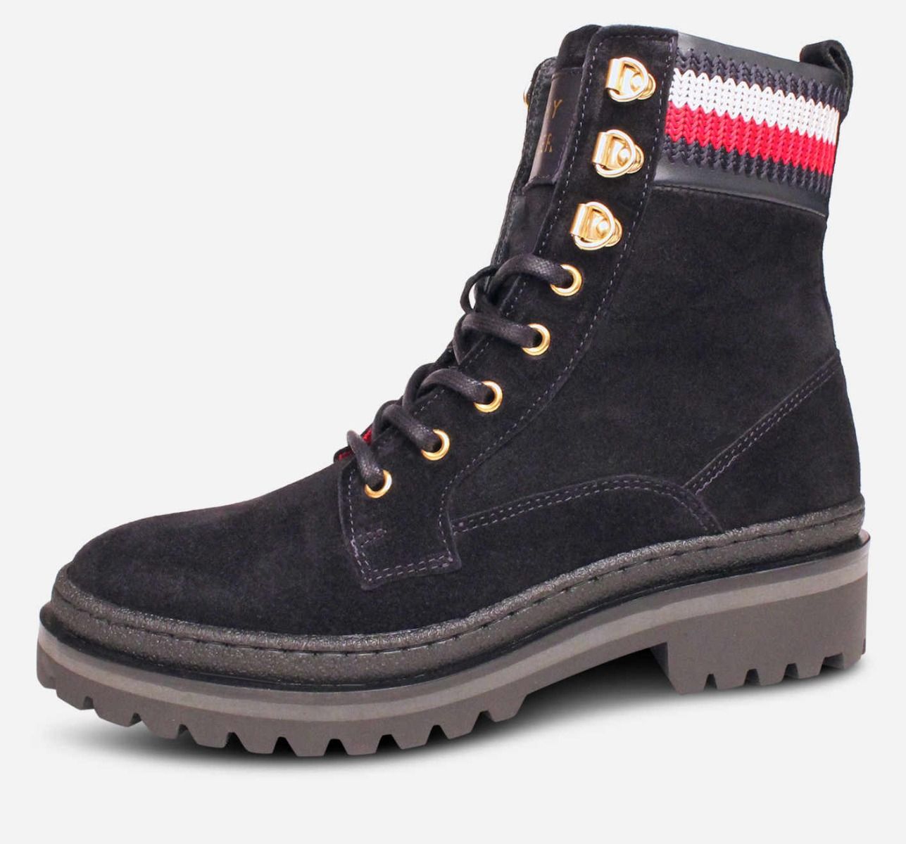 Dark Up Navy Tommy Lace Suede Boots Blue Hilfiger