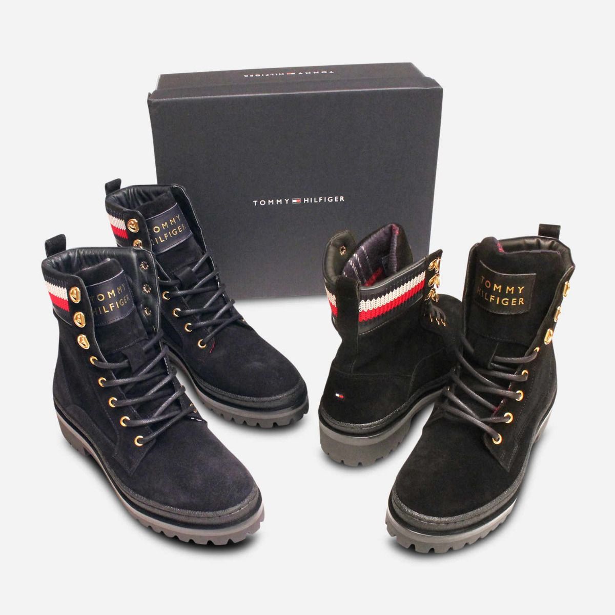 Tommy Hilfiger Dark Navy Blue Suede Lace Up Boots