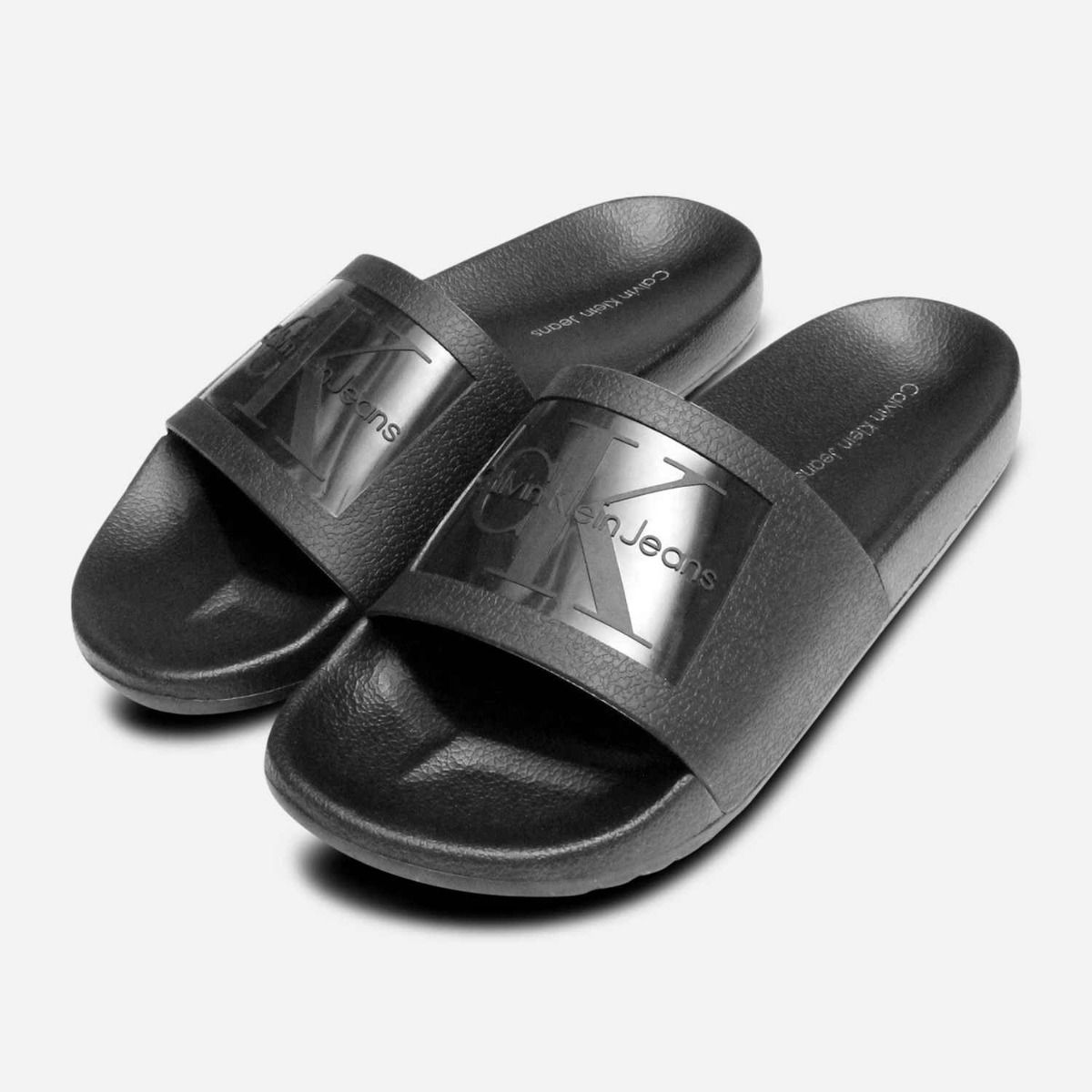 Vincenzo Black Jelly Calvin Klein Mens Slide Sandals
