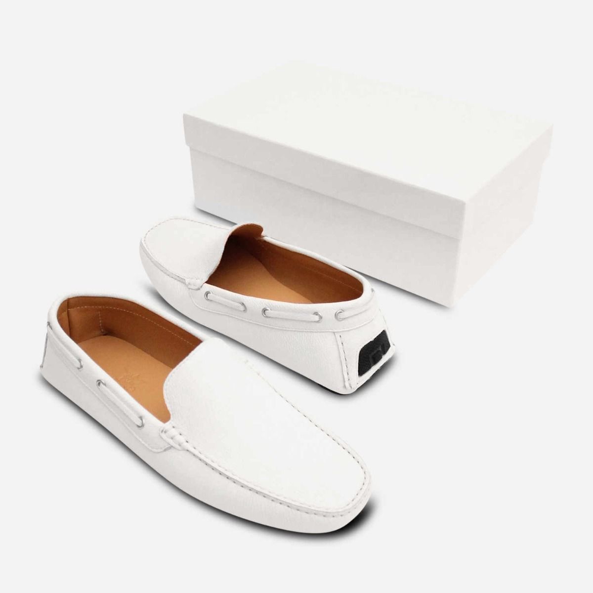Mens White Driving Shoes Italian Designer Loafers Smart Formal Moccasin Size 