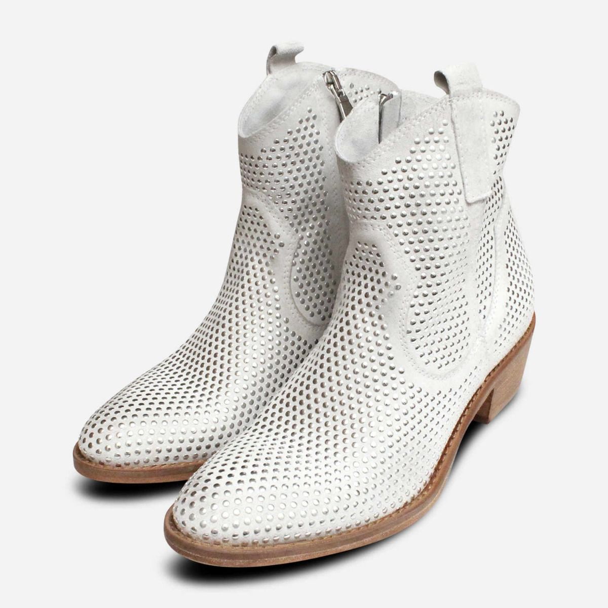 white cuban heel boots