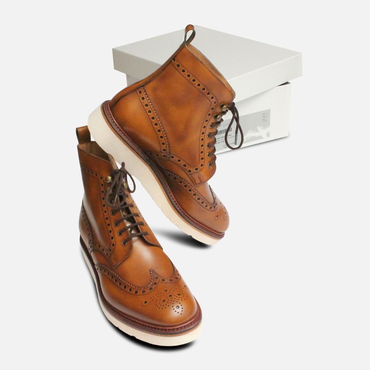 brogue boots with white sole