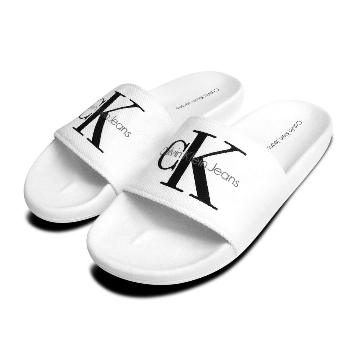 White Mens Calvin Klein Viggo Canvas Sandals