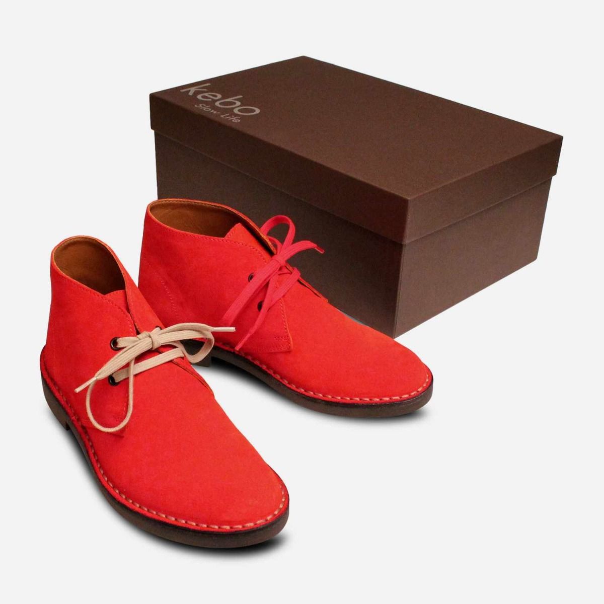 Tectonic Hong Kong autobiography Berry Red Suede Womens Italian Desert Boots