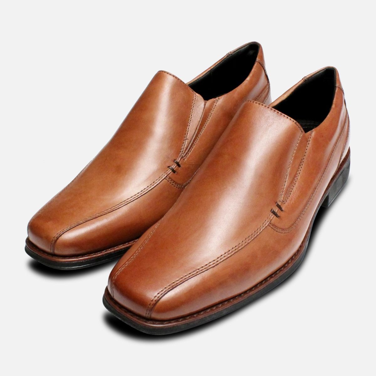 Square Toe Slip On Loafers in Tan by 