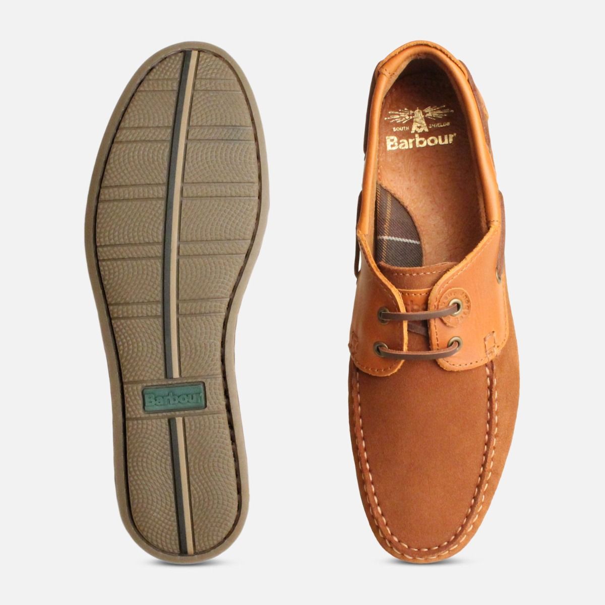 Capstan Cognac Suede Barbour Deck Shoes