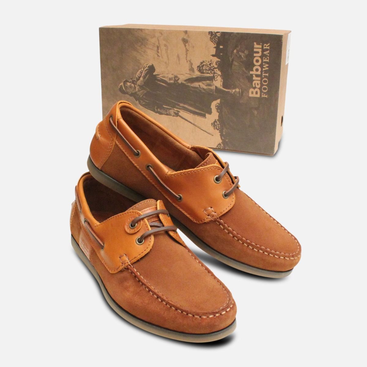 Capstan Cognac Suede Barbour Deck Shoes