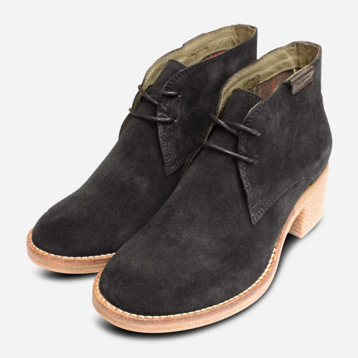 Barbour Edele III Black Suede Lace Up 