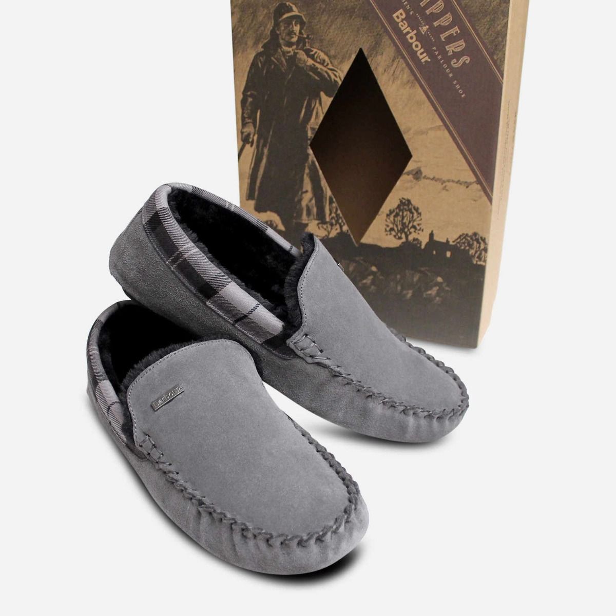 grey suede slippers