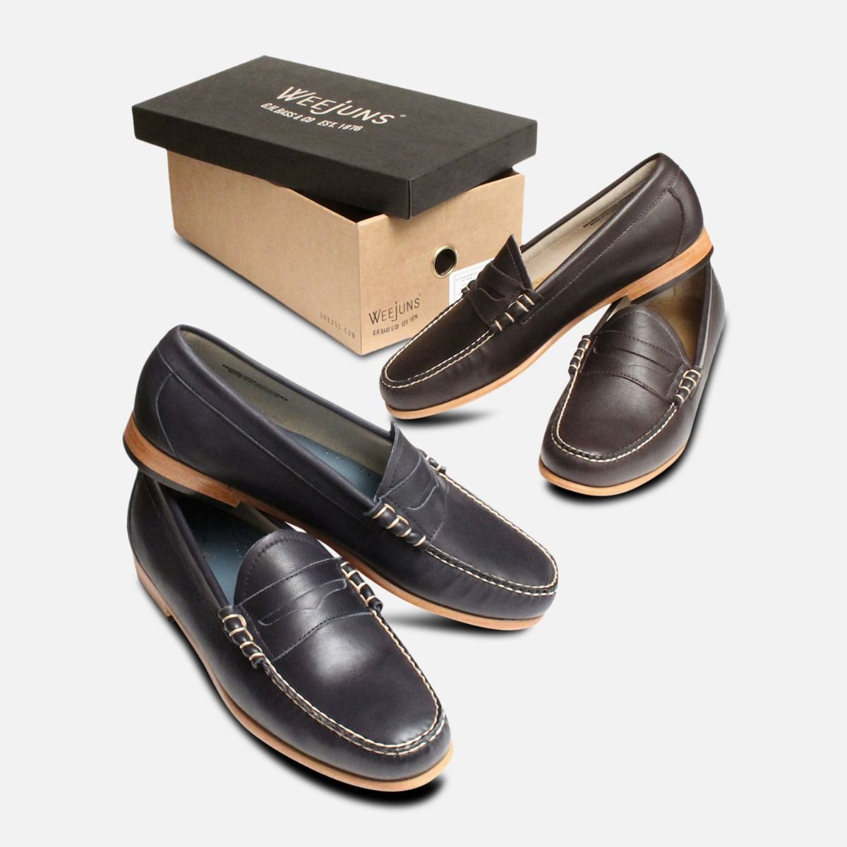 Navy Blue Bass Weejun Mens Loafers 
