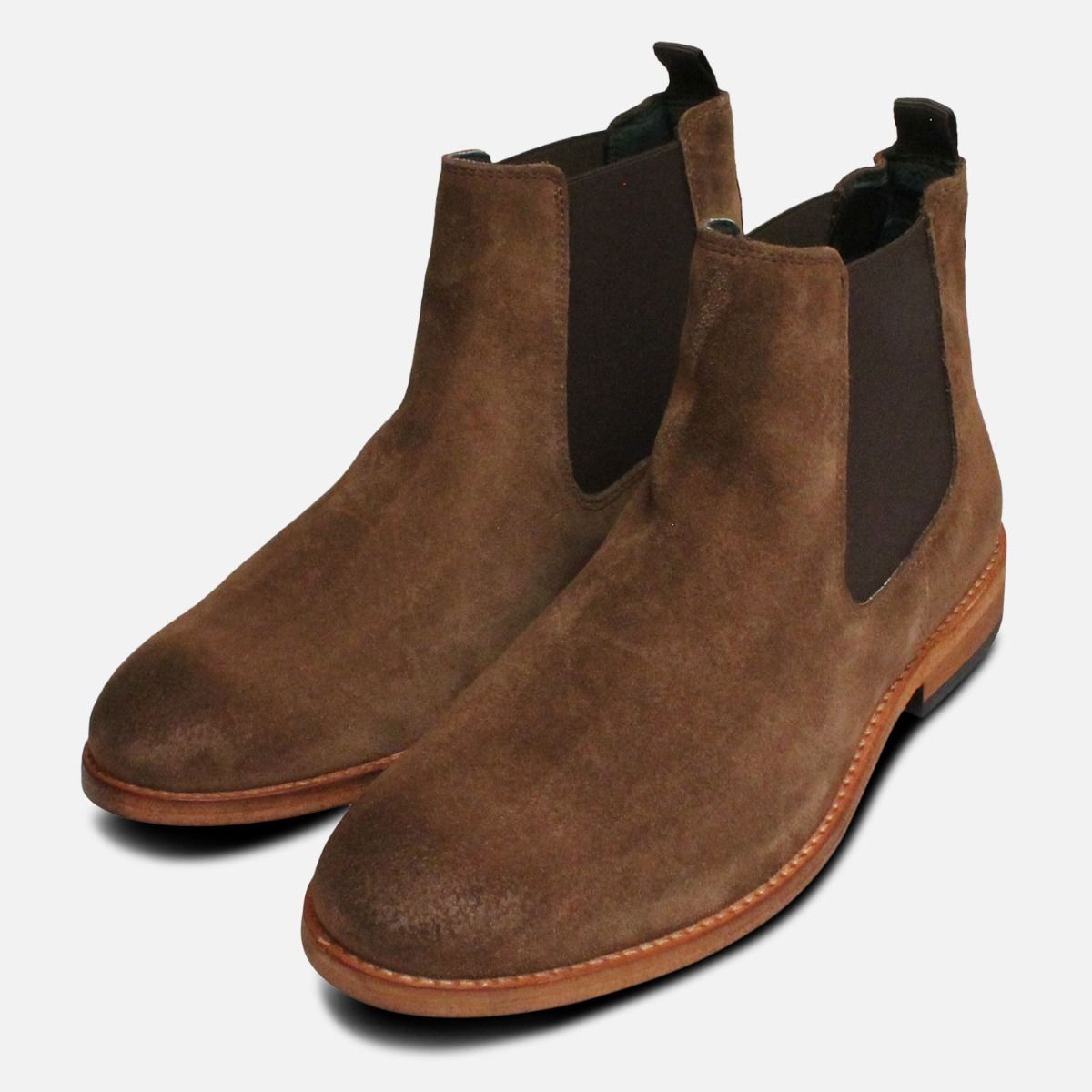 tobacco suede chelsea boots
