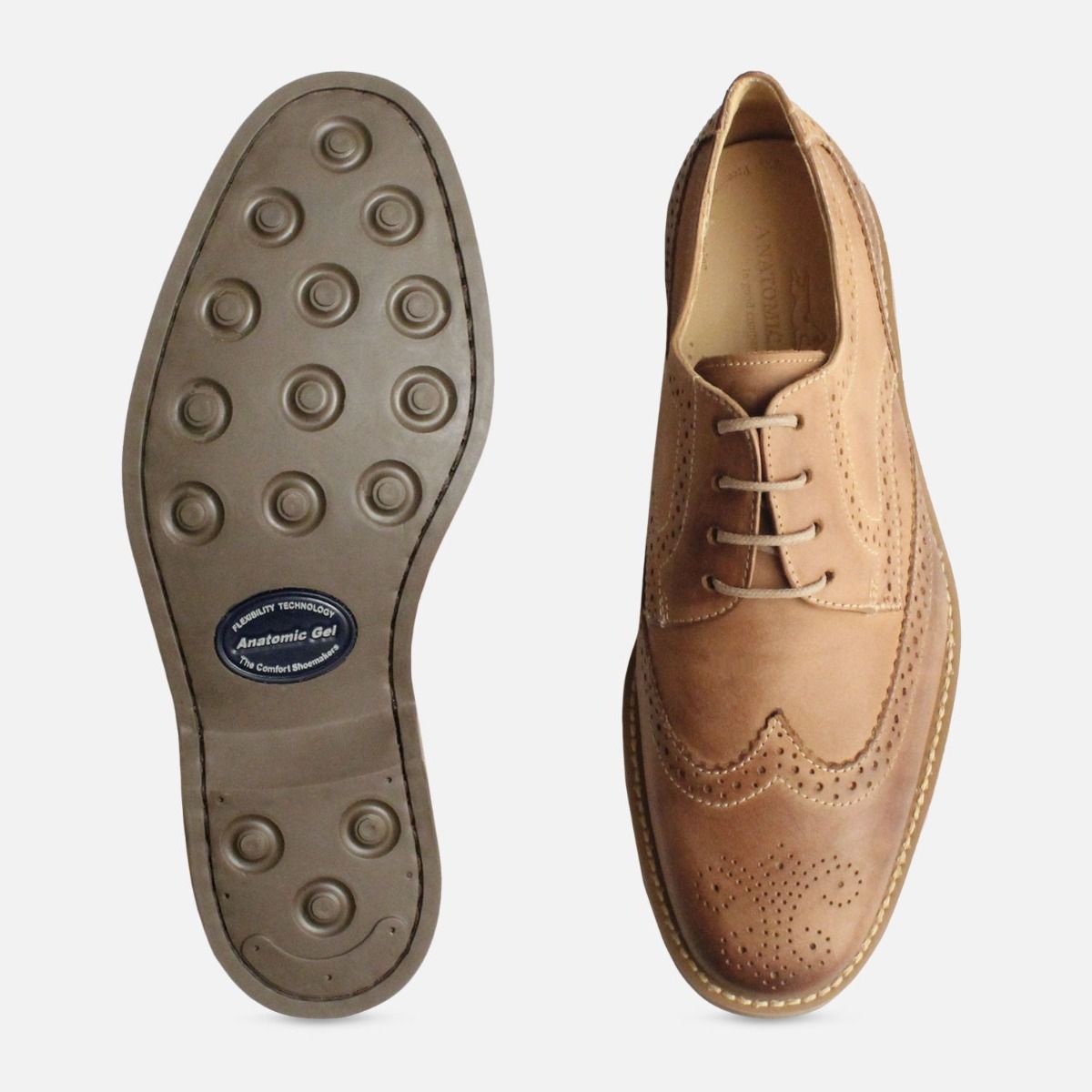 Waxy Light Brown Mens Lace Up Brogues 