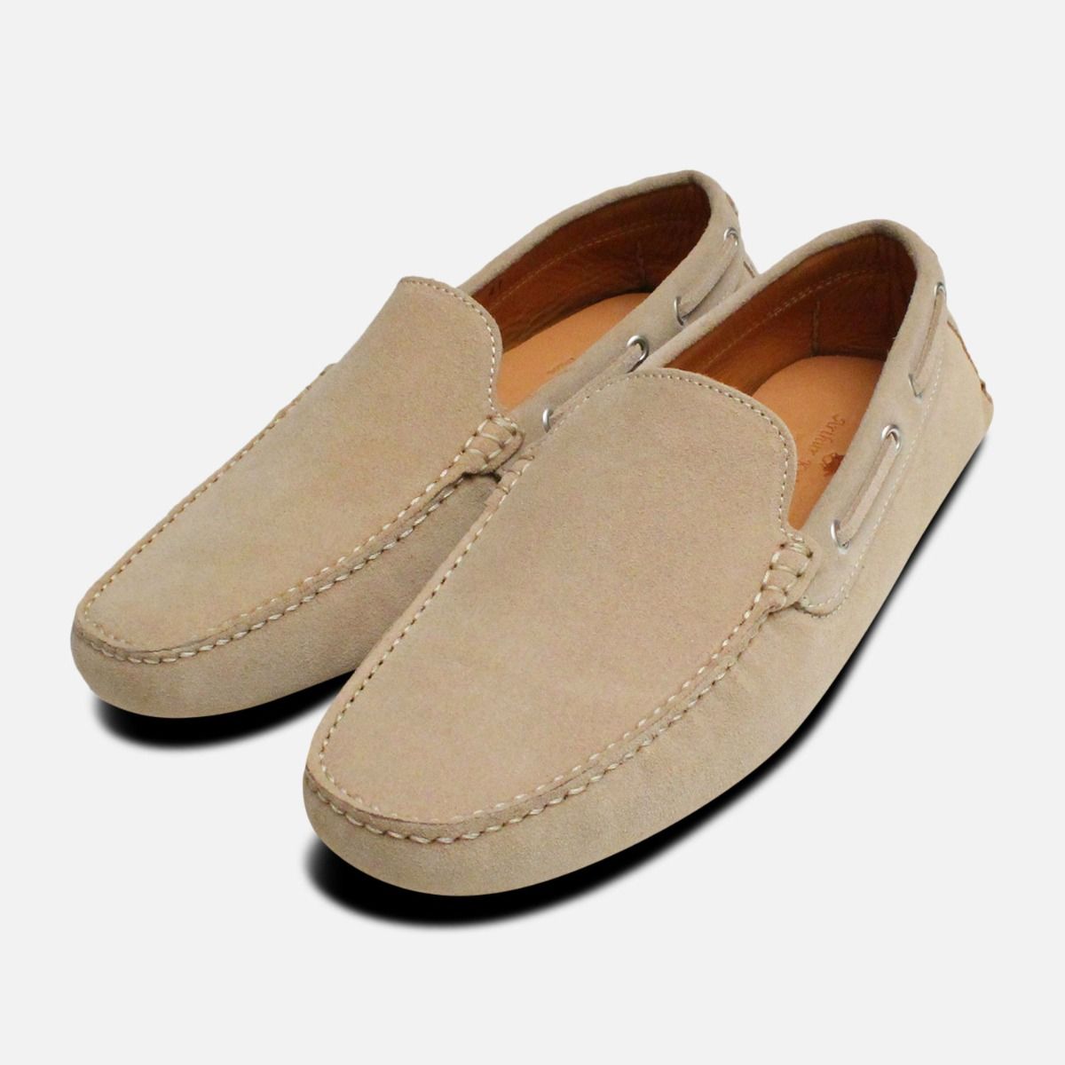 Beige Suede Italian Driving Shoes by 