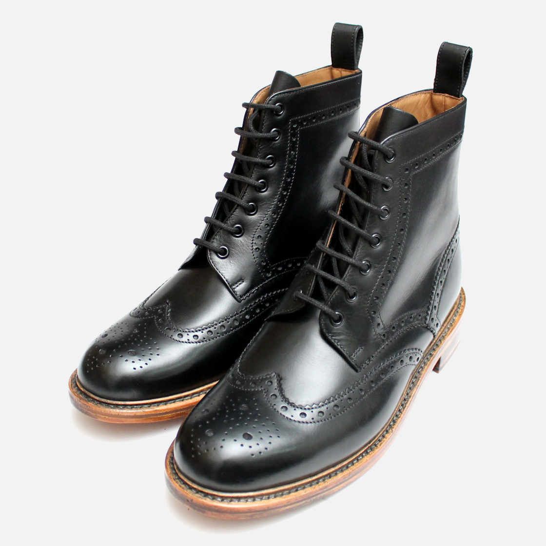 brogue black boots