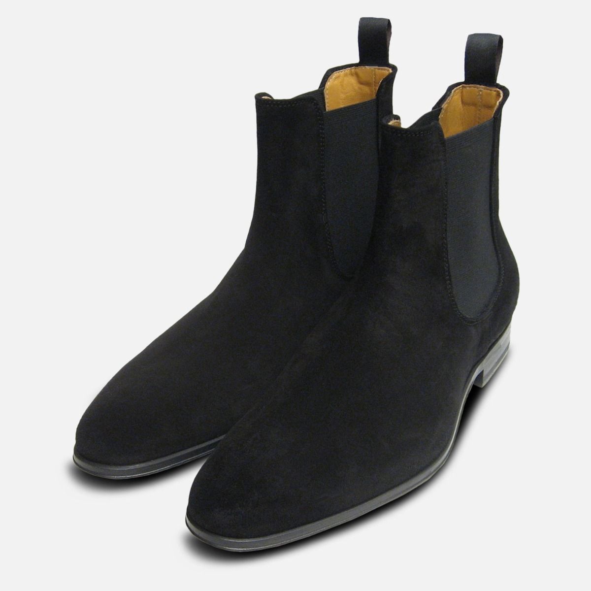 Black Suede Italian Chelsea Boots
