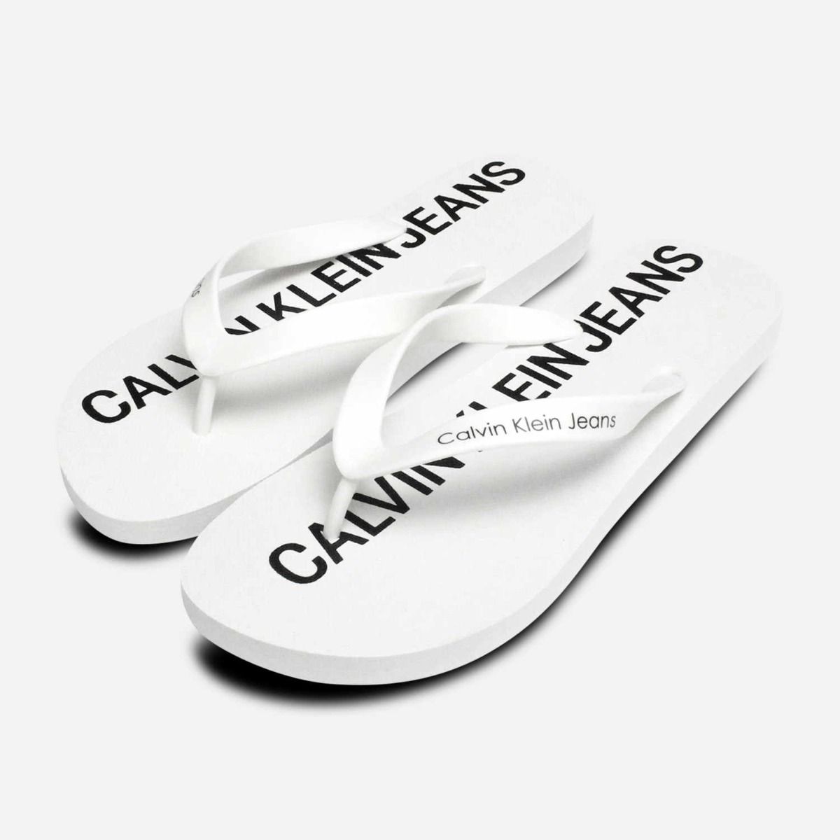 calvin klein white flip flops