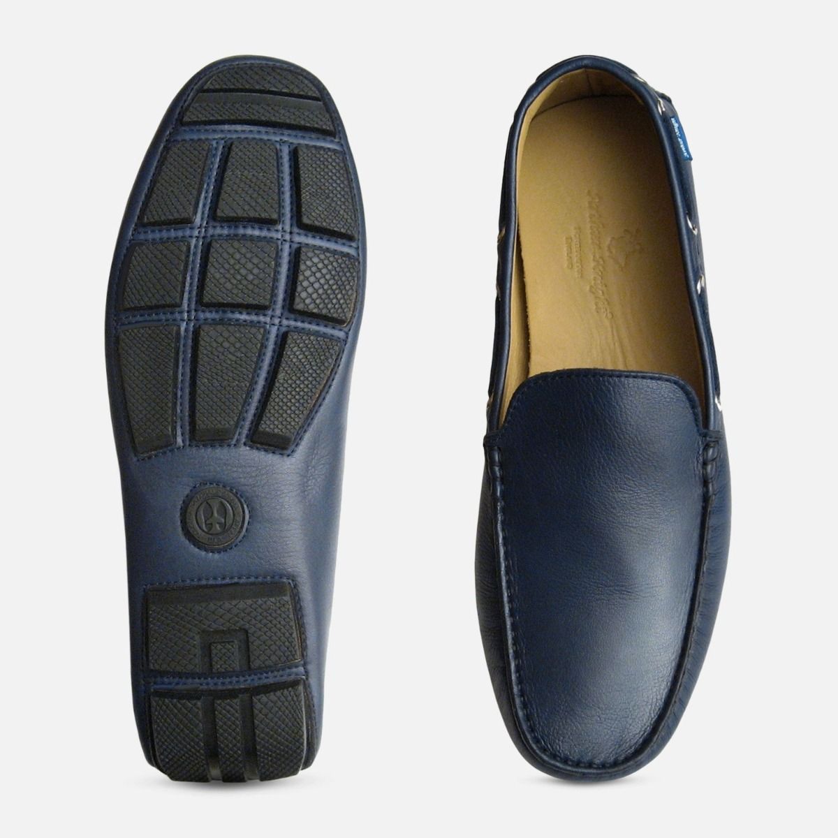 Dark Navy Blue Leather Driving Shoes 