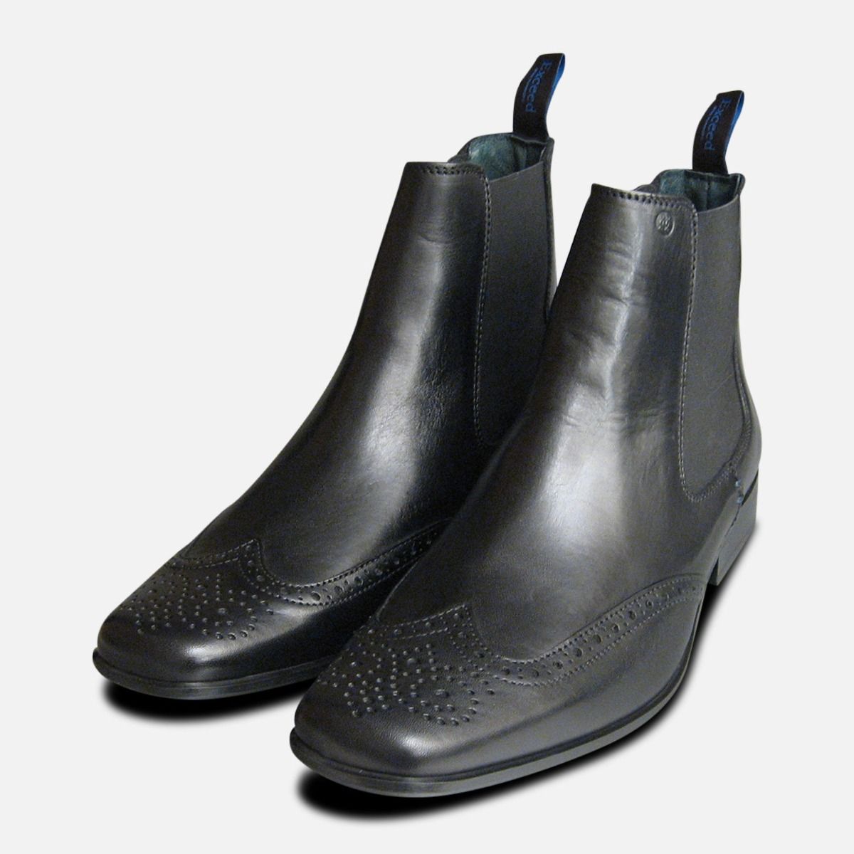 brogue black boots