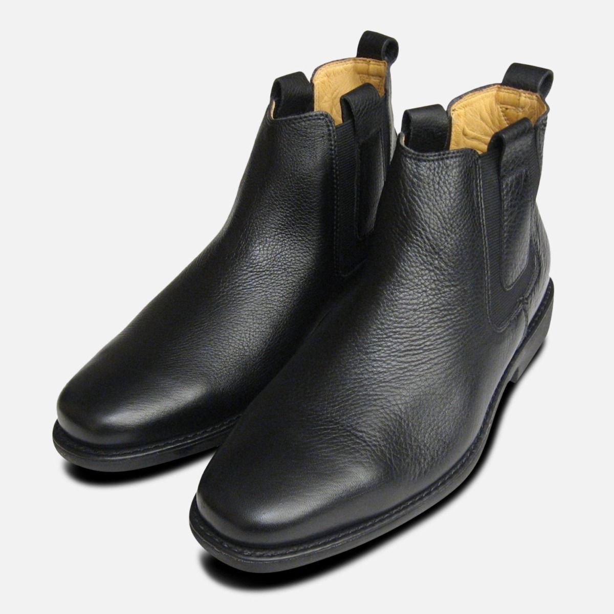 black mens leather chelsea boots