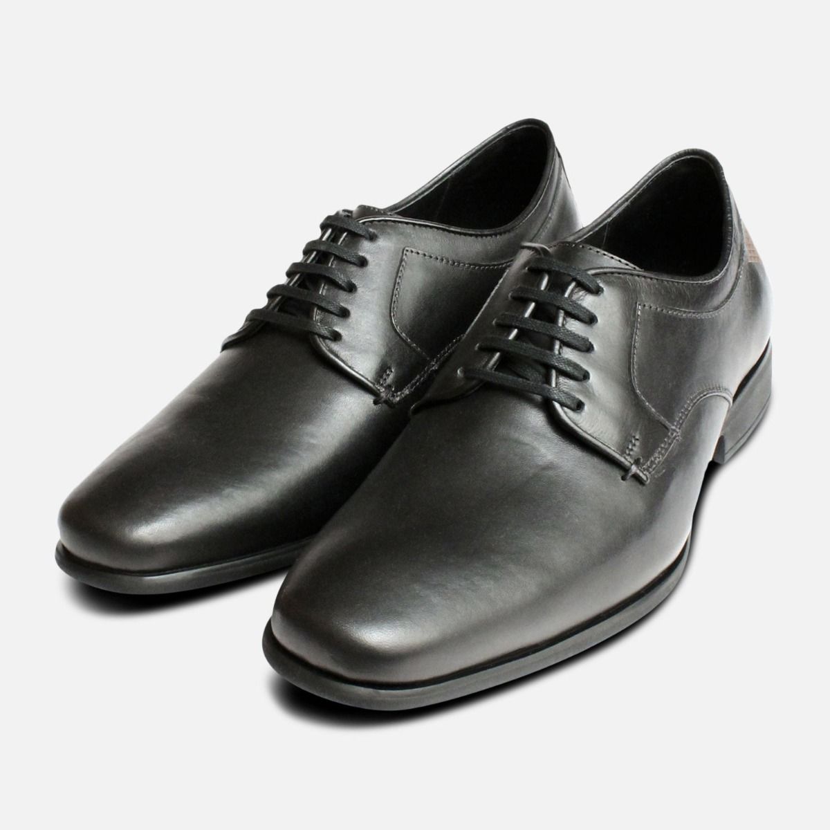 plain black lace up shoes