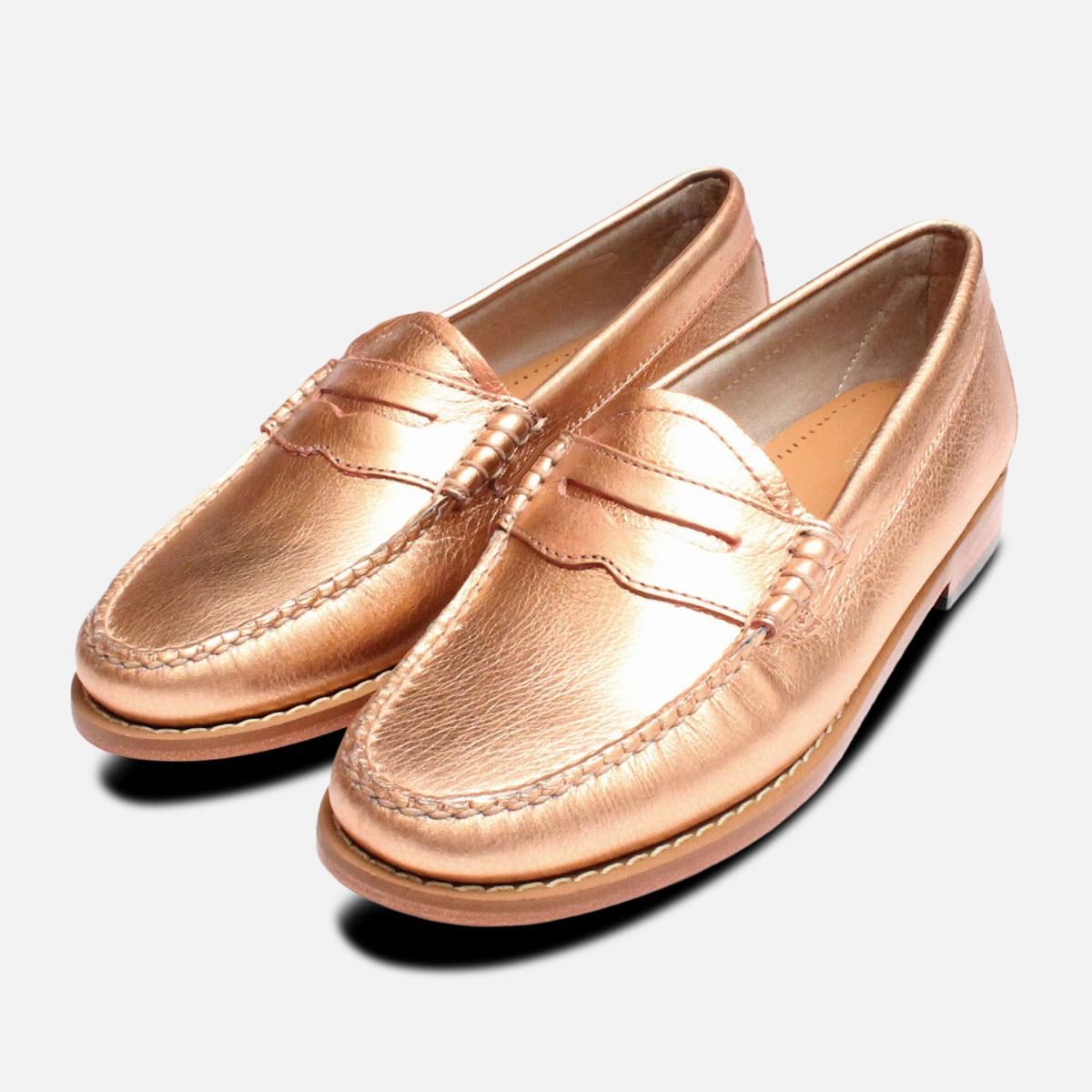 gold penny loafers