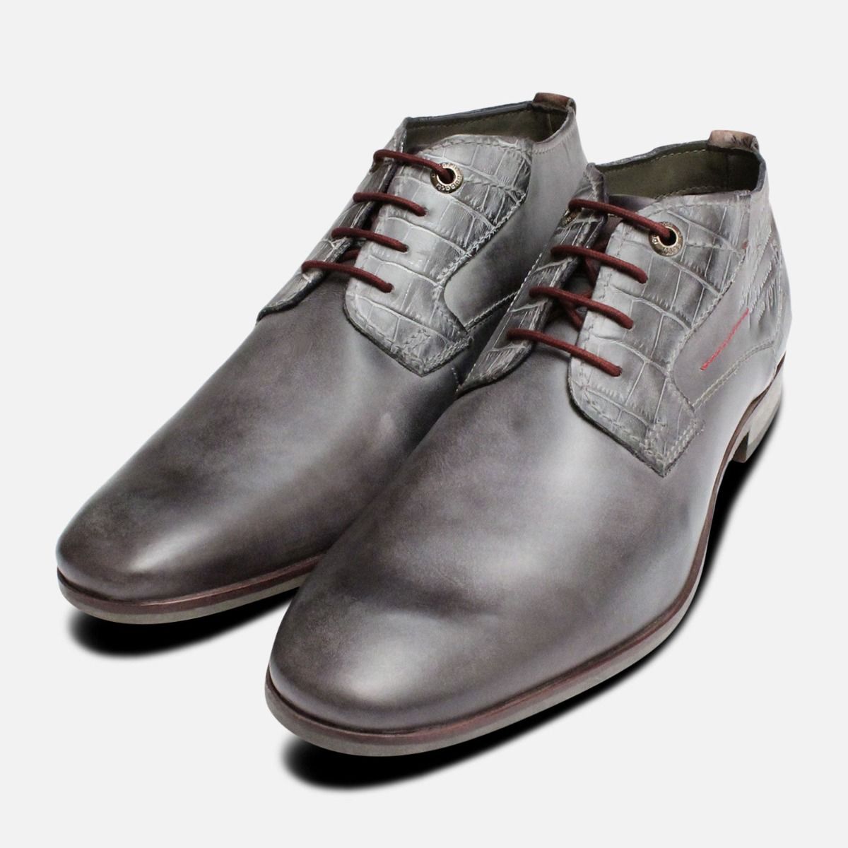 mens grey leather boots