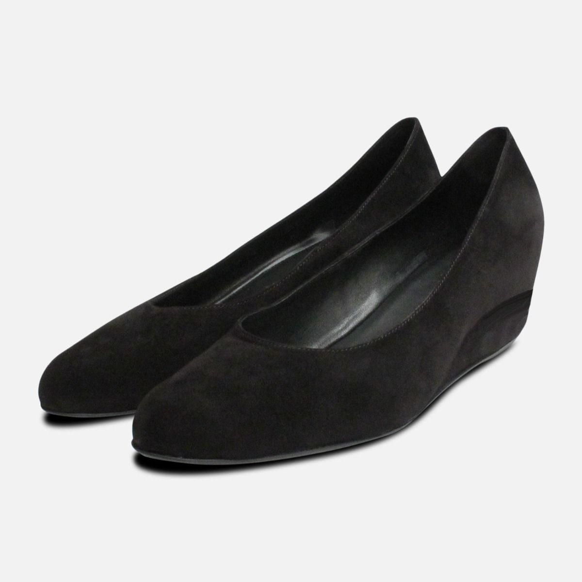 ladies black wedge shoes